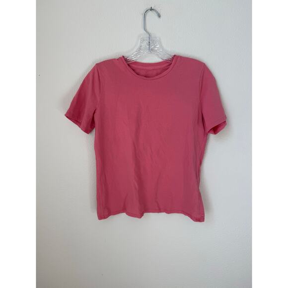 Lululemon Organic Cotton Straight Hem Crewneck Pink Tee Shirt Size Small - Picture 3 of 6
